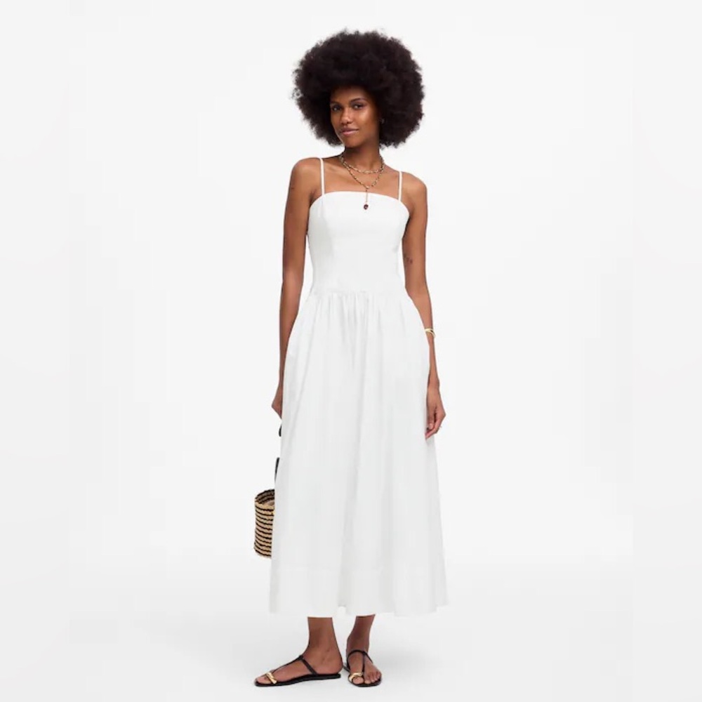 NWT Madewell White Spaghetti-Strap Maxi Dress, size 4
